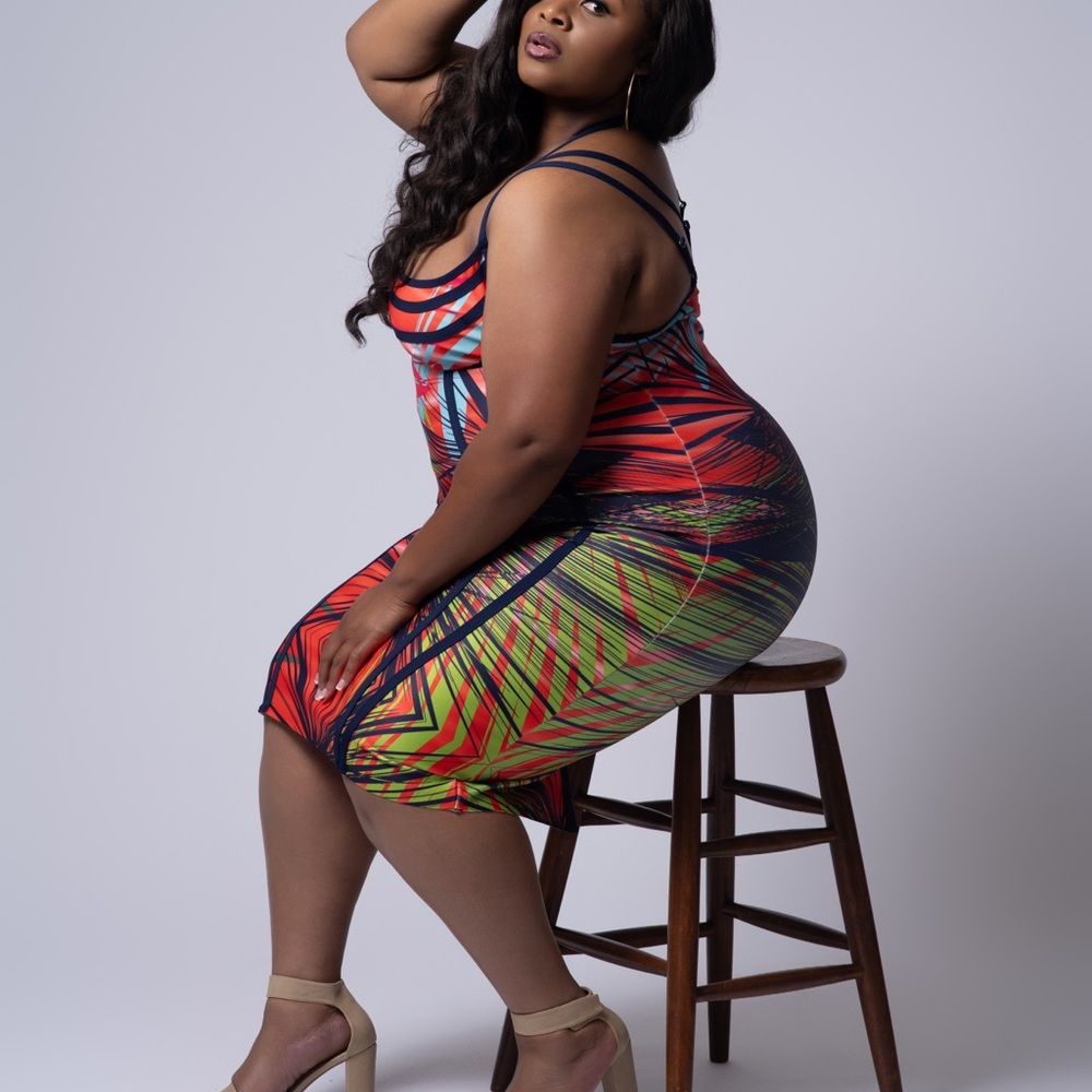 Fashion Nova Multicolor Tropical Print Dress